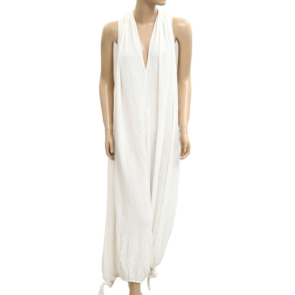 Free People Free-est Nautical Notions Jumpsuit Dress Gauze Cotton White S 283990